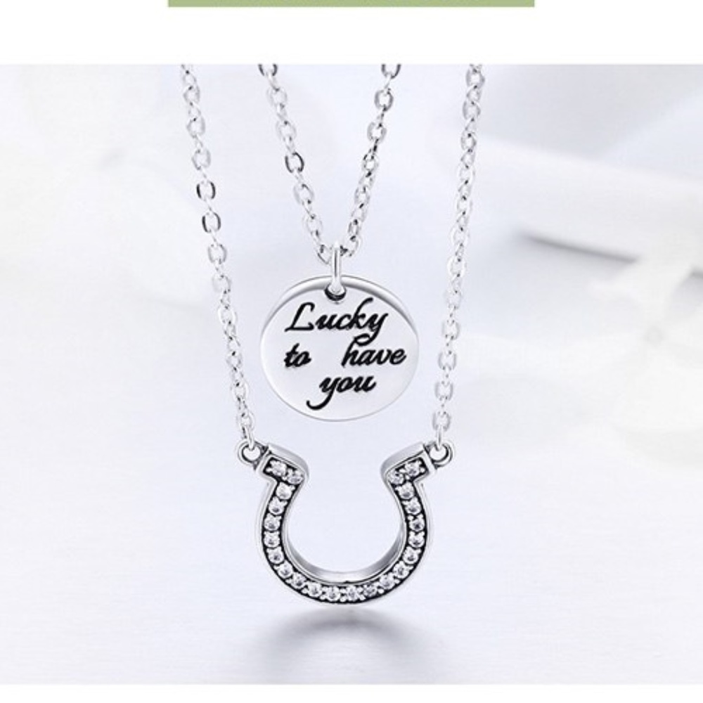4/$15 New Double Layered Lucky Horseshoe Necklace - Picture 3 of 3